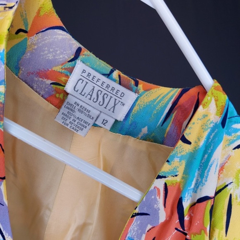 Preferred Classix Vtg Women Silk Blazer 12 Artsy Abstract Quiet Luxury Coastal View 3